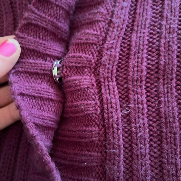 LINDA Matthews Purple button down hooded sweater L - Picture 8 of 9